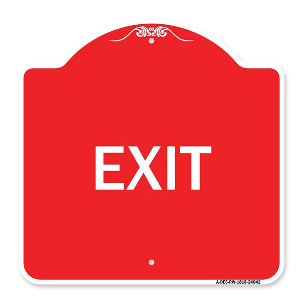 Designer Series Sign-Exit 1, Red & White Aluminum Architectural Sign, 18" H, 18" L, RW-1818-24042